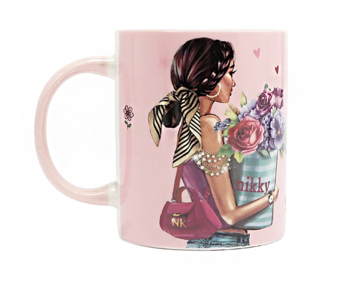 NIKKY CERAMIC MUG WITH BUNNY KEYCHAIN